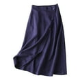 thumbnail image 1 of Dpytoraw Women'S Casual Half Skirt A Line Skirt Summer Cotton Medium Length Elastic Waist Large Skirt Navy XXL, 1 of 3