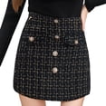thumbnail image 1 of Dpytoraw Women Skirt High Waist A Line Woven Mock Button Front Mini Skirt Women’s Button Down Denim Skirt Black, 1 of 5