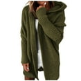 thumbnail image 1 of Dpytoraw Women Solid Color Hooded Patchwork Batwing Sleeve Open Sweater Knitted Cardigan, 1 of 5
