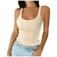 thumbnail image 1 of Dpytoraw Women Spaghetti Strap Scoop Neck Ribbed Tank Tops Slim Fitted Cotton Camisole Basic Sleeveless Layering Shirts Women's Sweater Vest, 1 of 5