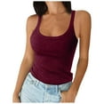 thumbnail image 1 of Dpytoraw Women Spaghetti Strap Scoop Neck Ribbed Tank Tops Slim Fitted Cotton Camisole Basic Sleeveless Layering Shirts Women's Tanks & Camis, 1 of 5
