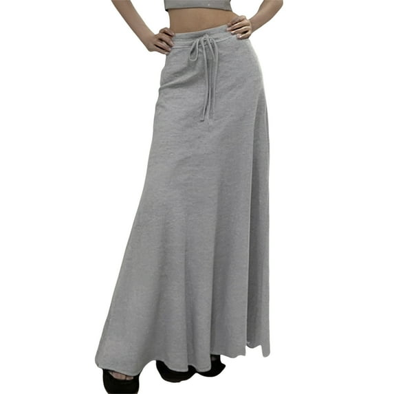 Dpytoraw Women's 2025 Solid Color Sports Casual Commuting Loose Elastic Waist Skirt Women’s Plaid Pleated School Skirt Gray