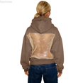 thumbnail image 1 of Dpytoraw Women's Backless Hoodie, Solid Mesh Cutout Pullover for Fall Streetwear Brown XS, 1 of 5