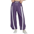 thumbnail image 1 of Dpytoraw Women's Baggy Wide Leg Pants Casual Drawstring Elastic High Waisted Contrast Color Workout Sweatpants Moisture Wicking Casual Pants Women Purple XL, 1 of 5