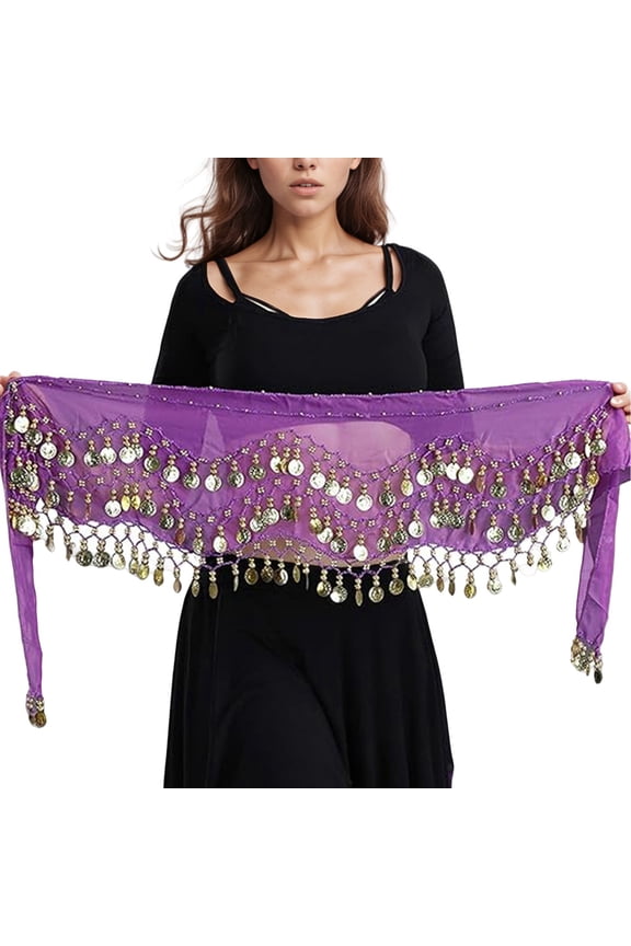 Women's Belly Dance Hip Scarf Belly Dance Hip Scarf Belly Dance Costume Chiffon Hip Scarf With 98 Lightweight Linen Blend A-Line Skirt Purple