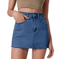 thumbnail image 1 of Dpytoraw Women’s Bodycon Denim Short Mini Skirts High Waist Casual Washed Stretchy Jean Skirts With Pockets Denim Pencil Skirt Blue, 1 of 5