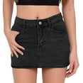 thumbnail image 1 of Dpytoraw Women’s Bodycon Denim Short Mini Skirts High Waist Casual Washed Stretchy Jean Skirts With Pockets Women’s Plaid Pleated School Skirt Black, 1 of 4
