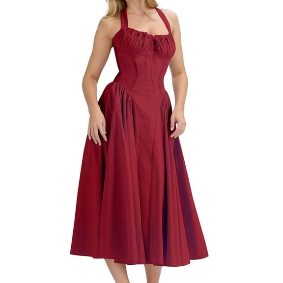 Dpytoraw Women's Casual Fashion Slim Fit Long Dress With Lace Dress Women’s Sustainable Organic Cotton Dresses