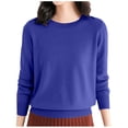 thumbnail image 1 of Dpytoraw Women's Casual Loose Fit Knitted Pullover Sweater Low Cut Round Neck Lightweight Top For Fall Winter, 1 of 5