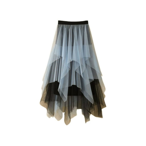 Dpytoraw Women's Casual Skirt A Line Midi Skirt For Summer & Spring Stretchy Denim Skirt with Pockets Gray