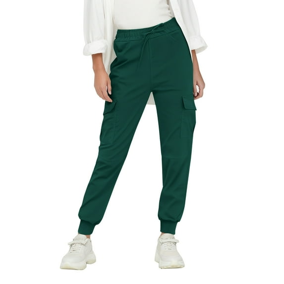 Dpytoraw Women's Casual Solid Color Drawstring Pocket Pants Comfortable Trousers Moisture Wicking Casual Pants Women Dark Green L