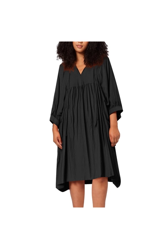 Women's Casual Tie Front 3/4 Sleeve Flowy Loose Solid Vacation Mini Dress Women’s Plus Size Maxi Dresses