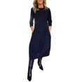 thumbnail image 1 of Dpytoraw Women's Casual Versatile Solid Color Loose Round Neck Long Sleeve Dress Women’s Ruffled Tiered Midi Dress, 1 of 5