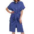 thumbnail image 1 of Dpytoraw Women's Causal Ruched Shirt Dress Long Sleeve Button Belted Style Long Dress Women’s Sustainable Organic Cotton Dresses, 1 of 5