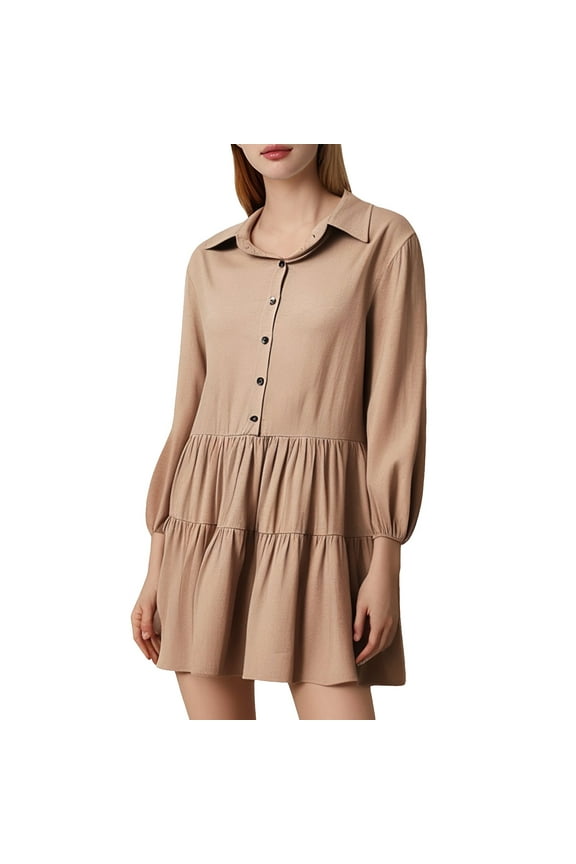 Women's Clothing Solid Color Fashionable Long Sleeved Patchwork Dress For Women Women’s Vacation Tropical Print Dresses