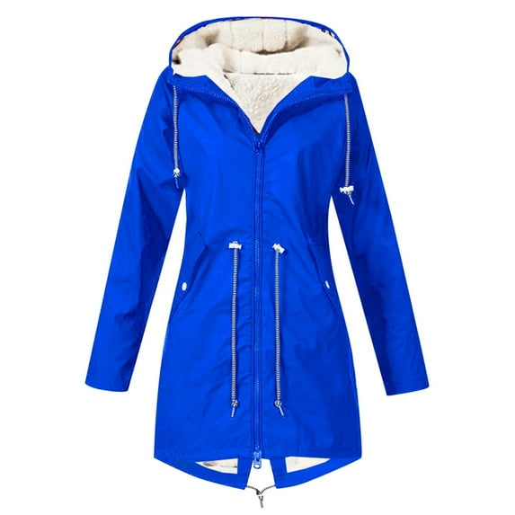 Dpytoraw Women's Lined Winter Coat Mid Length Solid Color Hooded Jacket