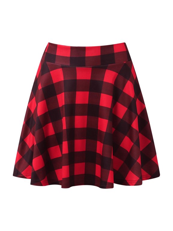 Women's Function Stretch Flared Casual Skirt Women’s Lace Trim Slip Skirt Red