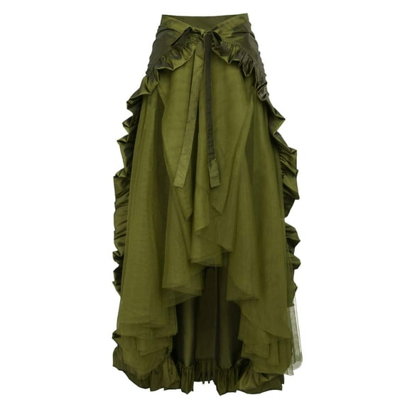Dpytoraw Women's Gothic Lace Wrap Skirt Green L