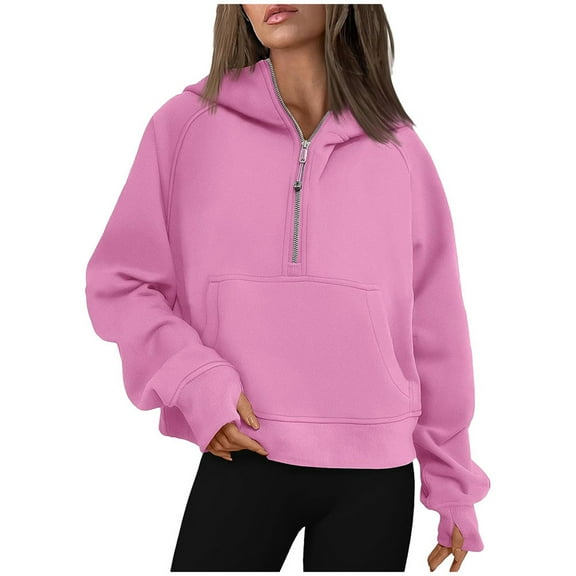 Dpytoraw Women's Hooded Zip Up Pocketed Oversized Sweatshirt For Fall & Winter