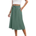 thumbnail image 1 of Dpytoraw Women's New Mid Length Elastic High Waisted Fashion Elegant Solid Color Skirt Women’s Tennis Skirt Green, 1 of 5