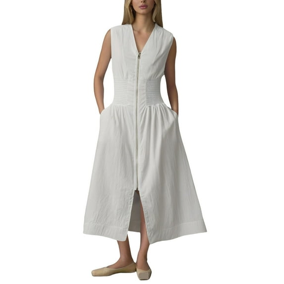 Dpytoraw Women's New Sleeveless Casual Fashion Waistline Temperament Zipper Short Sleeved Shirt Dress Women’s Backless Bodycon Club Dresses