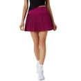 thumbnail image 1 of Dpytoraw Women's Pleated Tennis Skirt With Pocket Shorts Women's High Waist Lightweight Sports Skirt High-Low Hem Casual Summer Skirts Red, 1 of 3