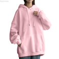 thumbnail image 1 of Dpytoraw Women's Pocket Hoodie, Long Sleeve Pullover for Everyday Casual Pink M, 1 of 6