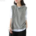 thumbnail image 1 of Dpytoraw Women's Sleeveless Hoodie, Solid Drawstring Oversized Pullover for Fall Gray L, 1 of 6