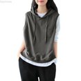 thumbnail image 1 of Dpytoraw Women's Sleeveless Hoodie, Solid Drawstring Oversized Pullover for Fall Gray M, 1 of 6
