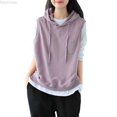 thumbnail image 1 of Dpytoraw Women's Sleeveless Hoodie, Solid Drawstring Oversized Pullover for Fall Purple M, 1 of 6