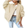 thumbnail image 1 of Dpytoraw Women's Solid Color Zippered Hooded Sweater Cozy Long Sleeve Winter Jacket With Button Detail, 1 of 5