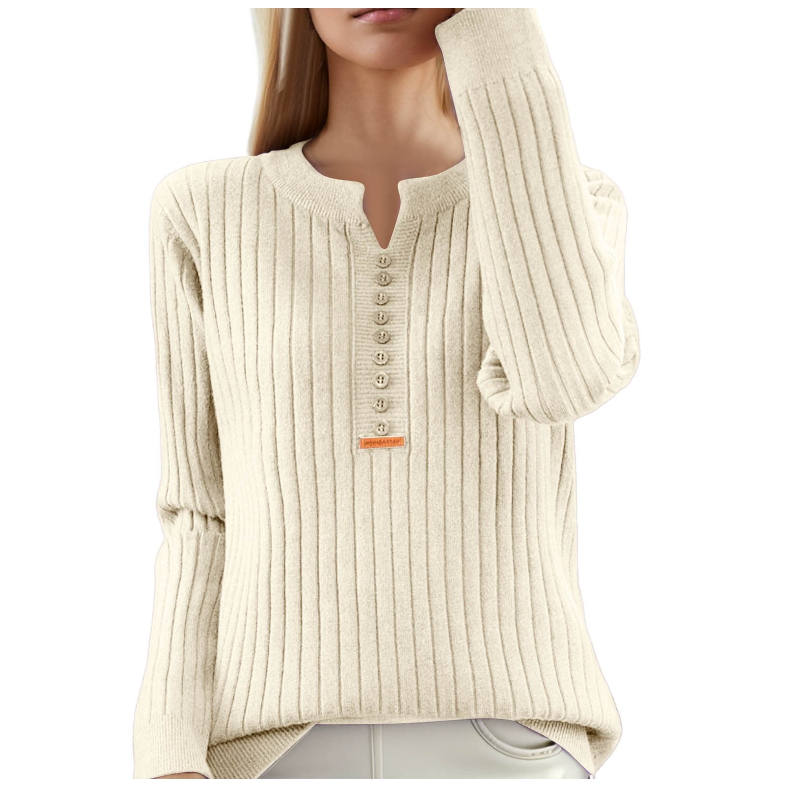 Dpytoraw Women's Solid V Neck Pullover Sweater Winter Loose Long Sleeve