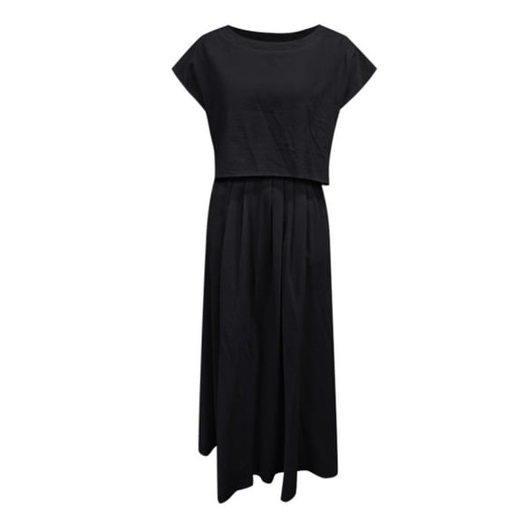 Dpytoraw Women’s Spring Summer Casual Solid Color Sleeveless Tank Top Dress Set Women’s Sustainable Organic Cotton Dresses