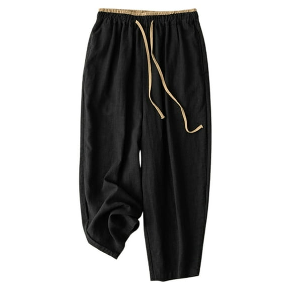 Dpytoraw Women's Summer Color Blocked Drawstring Retro Commuting Minimalist Style Wide Leg Loose Hanging Straight Leg Casual Pants Stretch Casual Pants Women Black M