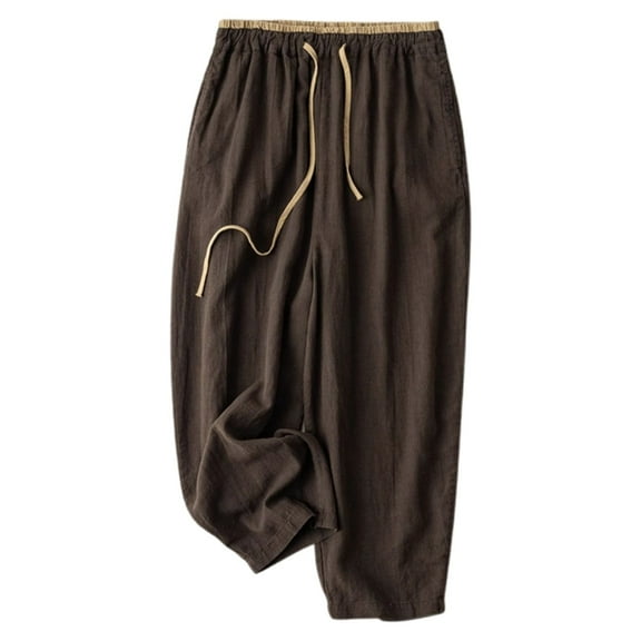 Dpytoraw Women's Summer Color Blocked Drawstring Retro Commuting Minimalist Style Wide Leg Loose Hanging Straight Leg Casual Pants Stretch Casual Pants Women Coffee M