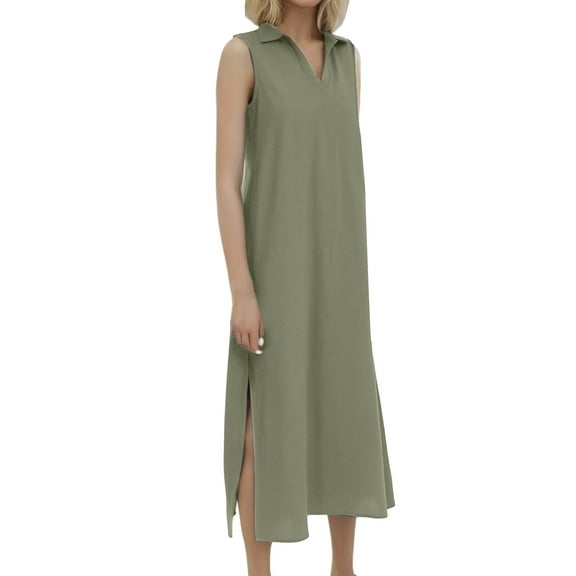 Dpytoraw Women's Summer Dress Linen Solid Color Dress Women’s Cocktail Dresses for Weddings