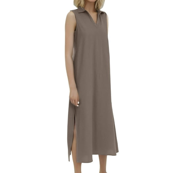 Dpytoraw Women's Summer Dress Linen Solid Color Dress Women’s Cocktail Dresses for Weddings