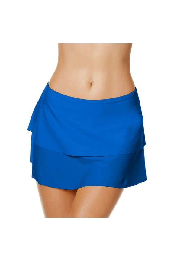 Women's Swim Skirt Beach Skirt Shorts Skirt Double Layer Swim Skirt Lightweight Chiffon Maxi Skirts Blue