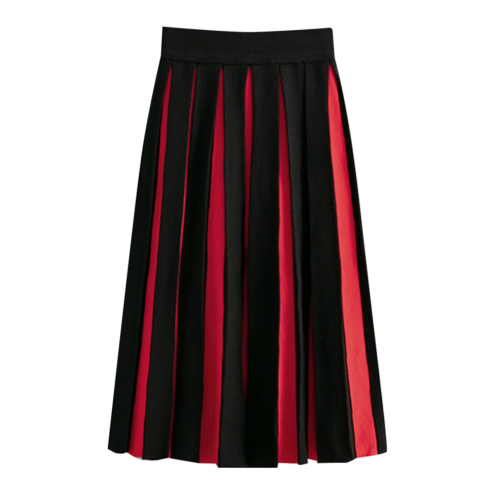 Dpytoraw Women's Vertical Striped Knit Skirt Elegant High Elastic
