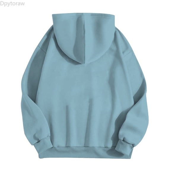 Dpytoraw Women's Zip Up Hoodie, Solid Color with Pockets for Casual Wear Blue L