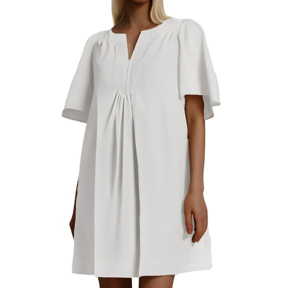 Dpytoraw Womens Flutter Short Sleeve Mini Dress Casual V Neck Loose Flowy Summer Dresses Women’s Summer Casual Floral Dress