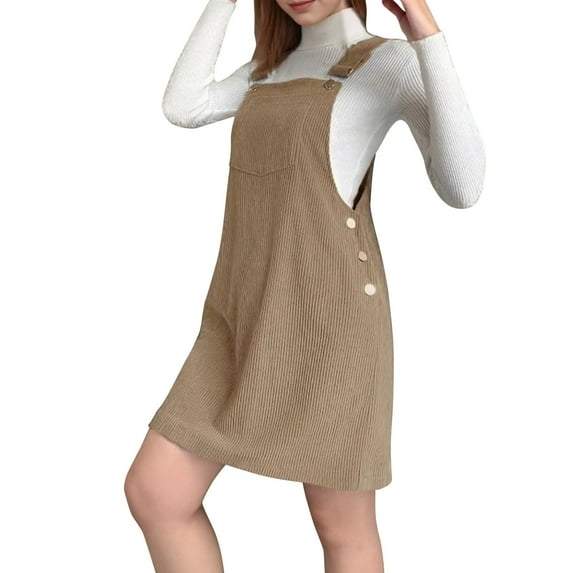 Dpytoraw Womens New Solid Corduroy Loose Sleeveless Strap Dress Solid Slip Dress Dress Women’s Plus Size Maxi Dresses