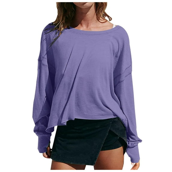 Dpytoraw Womens Open Back Workout Top Oversized Workout T Shirts Backless Athletic Long Short Sleeve Baby Tee Plus Size Tops