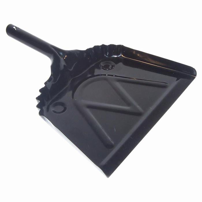 Heavy Duty Black Metal Long-handled Dust Pan, 12-inch