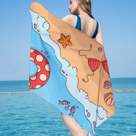 Dqueduo Beach Towel Microfiber Quick Dry Super Absorbent Oversized Large Lightweight Colorful Bath Towel 30x60 Sandproof Multi-Purpose Beach Blanket For Travel Swimming Pool on Clearance