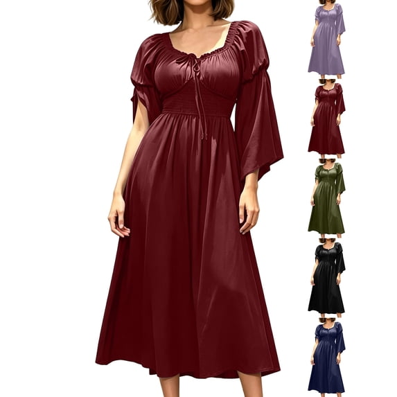 Dqueduo Ladies' Royal Style Long Sleeve 2026 Party Dress, Solid Color ...