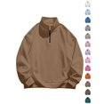 thumbnail image 1 of Dqueduo Men's Fashion Sweatshirt, Solid Long Sleeve Turndown Collar Casual Zipper Top Sweatshirt, Regular Length Men's Sweatshirt, 1 of 6