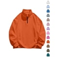 thumbnail image 1 of Dqueduo Men's Fashion Sweatshirt, Solid Long Sleeve Turndown Collar Casual Zipper Top Sweatshirt, Regular Length Men's Sweatshirt, 1 of 6