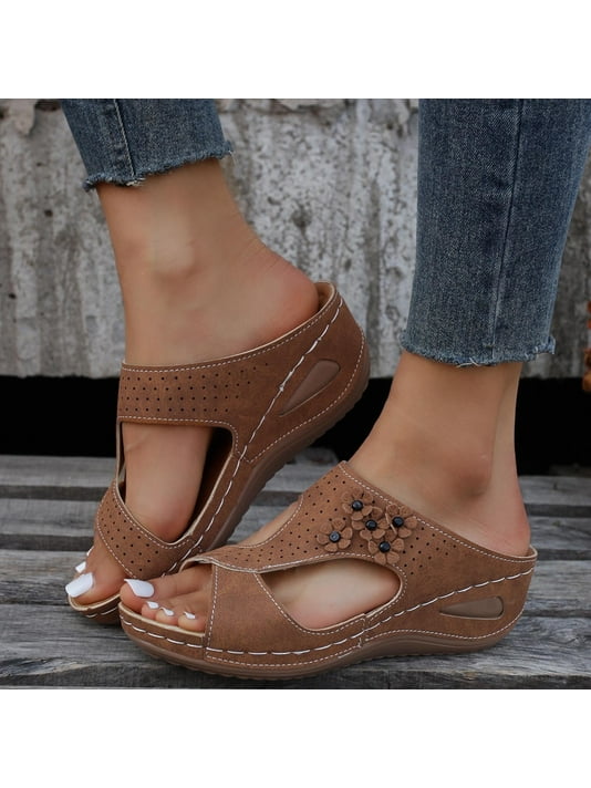 Crocs Women s Brooklyn Strappy Low Wedge Sandals Walmart