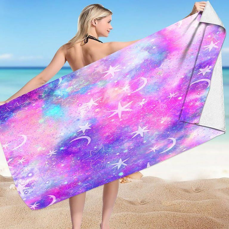 Dqueduo Oversized Beach Towel - 30 x 60 inch Extra Large Pool Towel, Soft Absorbent Fluffy Jacquard Beach Towel, Plush Cotton Bath Towels, Thick Swim